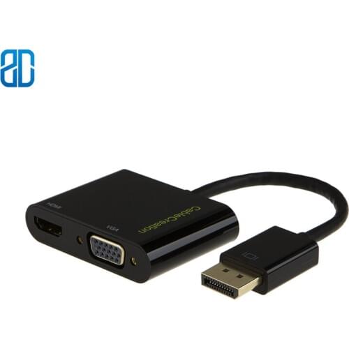 DP To HDMI VGA Adapter 2 in 1 (Two-in-One) DisplayPort To HDMI VGA Converter Support 3D/4K Via VGA for IMac MacBook Pro Surface