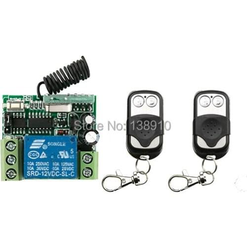 Radio Remote Control Switch DC12v Mini Receiver 2* Metal Push Button Transmitter light /lamp/ window/Garage Doors