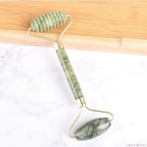 1 Pieces Facial Massager Roller Double Heads Natural Jade Guasha Scraper For The Face Lift Slimming