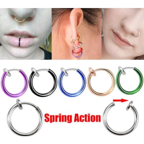 1 piece Stealth Clip On Earrings For Women Men Fake Spring Clip On Nose Clips Ring Hoop Lip Ring Helix Ring Hoop Ear Ring Hoop