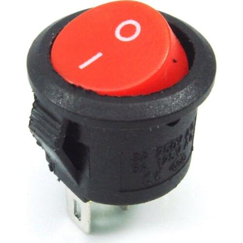 SPDT Black Red Button On/On Round Rocker Switch AC 6A/125V 3A/250V