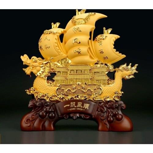 Resin feng shui Dragon Boat statue Sculpture crafts Company housewarming gifts office wine cabinet home decoration accessories