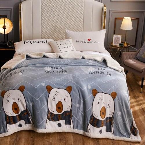 Svetanya Cartoon Grey Pandas Winter Thick Sherpa Throws Blanket Microfiber Print Plaids S M L Size Sheets Bedspread