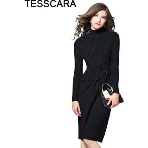 Модные трикотажные платья TESSCARA China At AliExpress