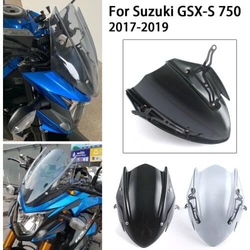 Windscreen Windshield Shield Screen with Bracket For Suzuki GSX-S750 GSXS750 GSX-S GSXS 750 2017-2021 2020 Black Smoke Moto Part