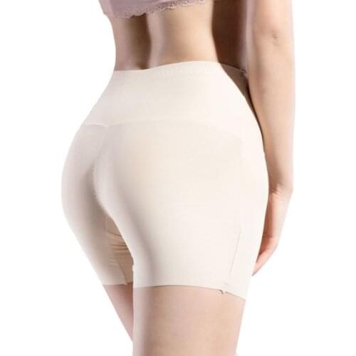 Women High Waist Ice Silk Safety Shorts Invisible Seamless Cotton Crotch Lip Boxer Brief Underwear Solid Color Stretchy