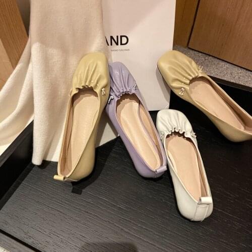 Ladies Genuine Leather Loafers 2021 Spring/Summer New Round Toe Flat Heel Shoes
