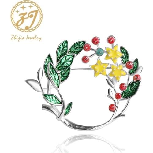 Zhijia Vintage Sliver Flower Brooches for Women Wedding Bridesmaid Rhinestone Bouquet Brooch Pin Dress Clothing Accessories