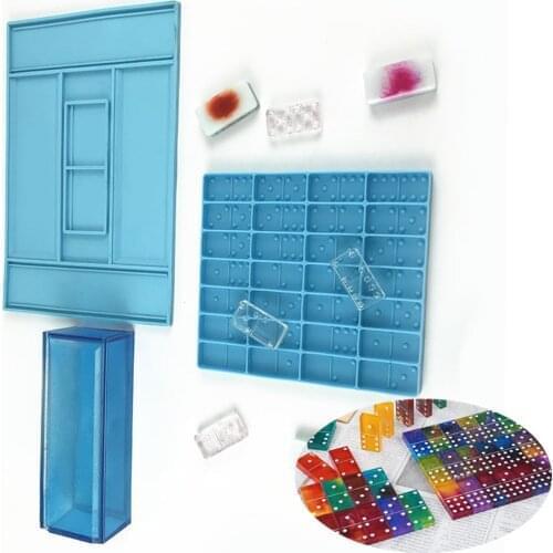 1 Set Domino Storage Box Epoxy Resin Mold Container Casting Silicone Mould Creative Domino Crystal Epoxy Molds Game Resin Art