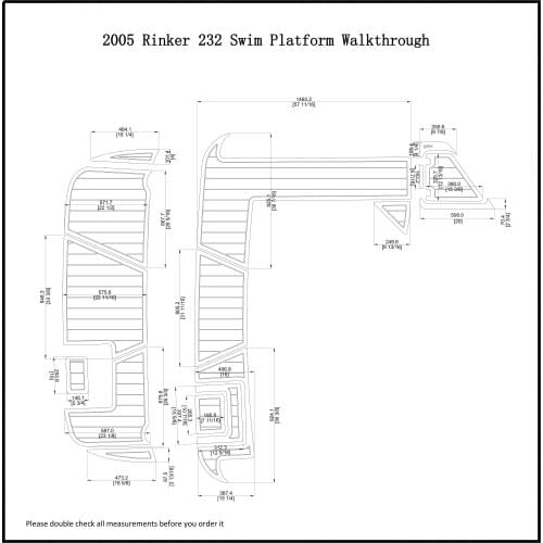 2005 Rinker 232 Swim Platform and Walkthrough Pads Boat EVA Teak Decking 1/4" 6mm