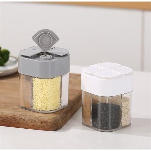 4 In 1 Salt And Pepper Shakers Spice Organizer Container Plastic Container Canister Kitchen Spice Jar Household Kitchen Gadget