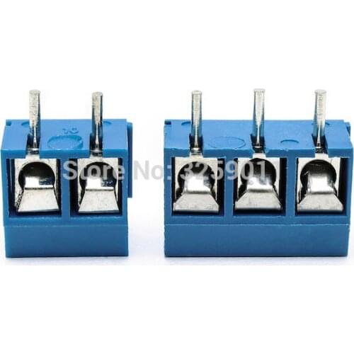 40PCS Small Electrical Connectors KF 301-2P/301-3P Blue Copper Straight Pin PCB Screw Terminal Block Connector Assortment Kit