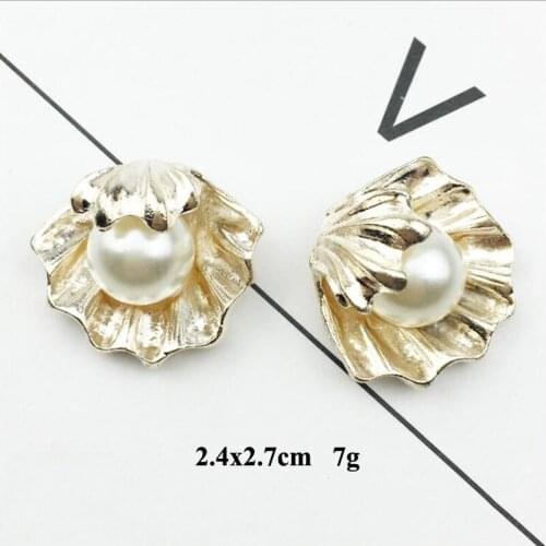 50pcs Shell Pearl Rhinestone strass Jewelry Flatback Garment Ornament Sewing Accessories Button Buckle Hairpin Hair Clip Decor