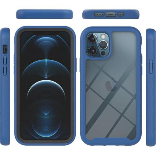 Shock Absorption Bumper + Rugged Clear Back Shell Phone Case for Apple iPhone 12Pro Transperant Cover Case