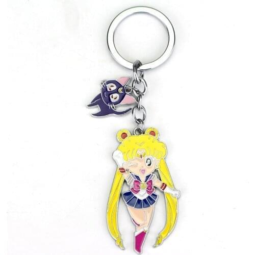 Sailor Moon Kiki Cat Key Chain Alloy Keychain Accessories Pendant Key Ring Charms Keychains for Ladies