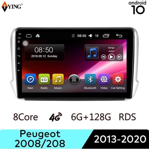 Android Auto Radio For Peugeot 2008/208 2013-2020 Wireless Carplay 4G WIFI 8 Core DSP Multimedia Player Car Radio QLED Screen