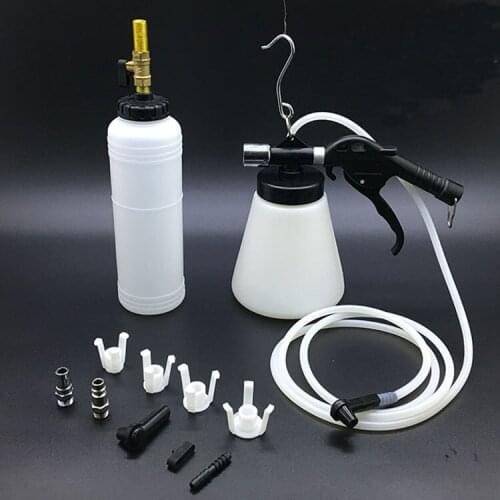 Free shipping1L AIR Pneumatic Brake Bleeder Fluid w/ 4Master Cylinder Adapters 90-120 PSI Vacuum Type Oiler Tube Fill Bottle Set