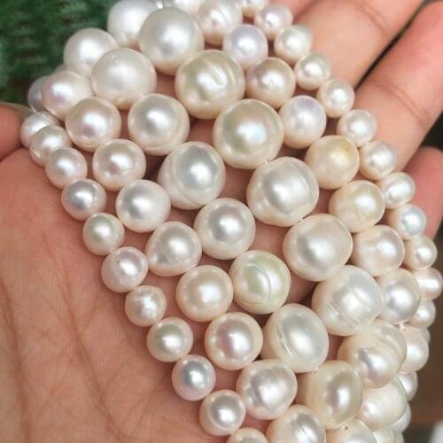 Natural Freshwater Pearls Beads White Pearls Beads For Women Jewelry Making DIY Bracelet Ear Studs 15'' 6mm 8mm 9mm 10mm 11mm