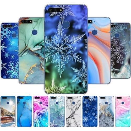 For Huawei Honor 7C 5.7 Inch Case Silicon Soft TPU Phone Cover For Huawei honor 7c Aum-L41 marble snow flake winter christmas
