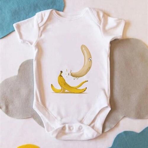 0-24M Infant Toddler Romper Cartoon Funny Banana Print Newborn Boy Clothes Casual Summer Streetwear Baby Girl Bodysuits Dropship