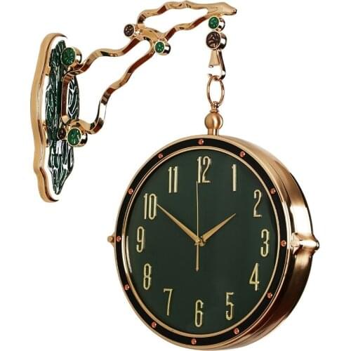 Luxury Wall Clock Modern Design Two Sides Wall Watches Home Decor Northern Europe Creative Clocks Two-sided Gilded Frame Gift