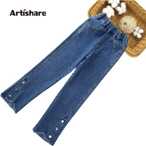 Jeans For Girls Solid Color Kids Jeans Girls Spring Autumn Kid Jeans Casual Style Childrens Clothes 6 8 10 12 14