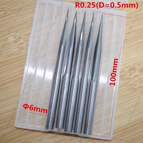 6mm*R0.25*100L,5pcs,Free shipping Taper Ball nose End Mill,CNC milling Cutter,Solid carbide tool,woodworking router bit