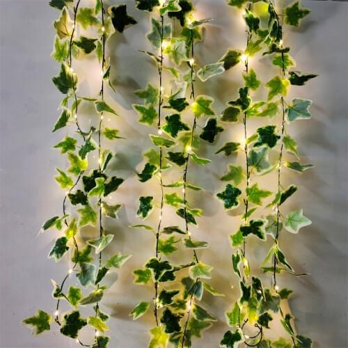 2021 New 2M 20LEDs Artificial Ivy Garland Fake Leaf Plants Vine String Lights Battery Operation Wedding Xmas Party Decoration