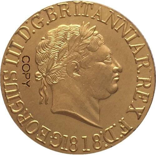 24 - K gold plated 1818 United Kingdom 1 Sovereign - George III coins copy