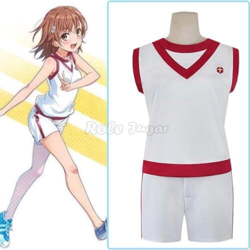 Anime A Certain Scientific Railgun Misaka Mikoto Cosplay Costume Summer Outdoor Vest Pants 2pcs Set for Women Clothes