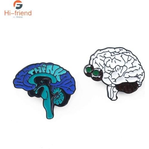 Creative Metal Enamel Brooch Human Organs Anatomy Brain Lapel Halloween Gift Brooch for Women Men Party Badge Decoration