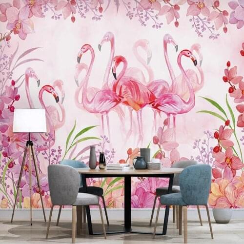 Milofi custom large 3D wallpaper mural pink flamingo living room bedroom background wall paper decoration wallpaper mural