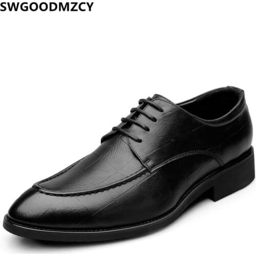 Office Shoes Men Formal Coiffeur Brown Dress Business Elevator Shoes For Men Luxury Brand Men Leather Shoes Wedding Dress 2021