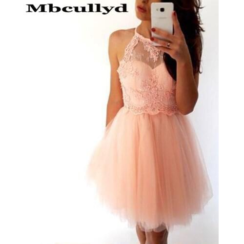Mbcullyd Soft Tulle Homecoming Dresses 2020 Halter Neck Short Mini Graduation Gowns Cheap Plus Size vestidos de graduacion