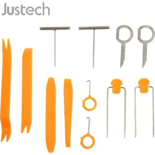 Justech New 12 Pcs Car Interior decoration Repair Tools kit Radio Door Clip Panel Trim Dash Audio Plastic Removal Pry Tools Kit