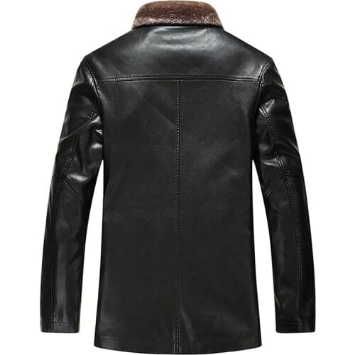 New Fashion PU Leather Jacket Men Black Brown Solid Mens Faux Fur Coat Slim Fit Youth Motorcycle Suede Jacket Male YYJ0050