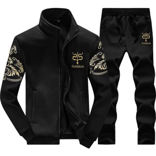 2021 9XL New Men Autumn Tracksuit Men Bodybuilding Outerwear Set Sporting Track Suit Male Stand Collar Coat+Sports Pants Suit