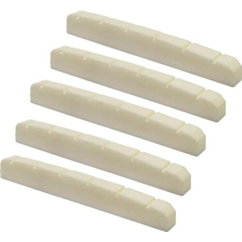 NEW 5pcs Slotted Nut Up-Saddle Guitar Nut Bone 43x5.5-4x3mm for 6 String Electric Guitar