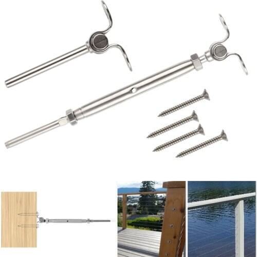 2Pcs/set T316 Stainless Steel Deck Toggle Tensioner Set For 3/16 Cable Railing Door Sills