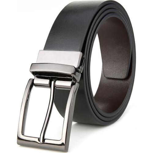 Double-sided Mens Genuine Leather Belt Reversible Belt for Causal Classic High Quality Pin Buckle Male Belt