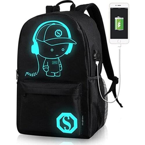 New Anti-thief Bag Luminous School Bags For Boys Student Backpack 15-17 inches mochila with USB Charging Port Lock Schoolbag