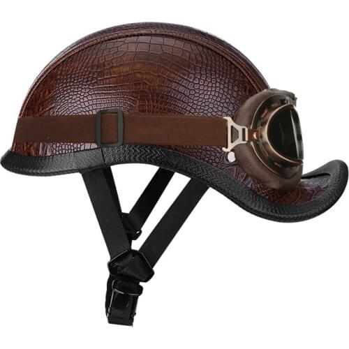 Summer Retro Motorcycle Half Leather Helmet Men Riding Helmet Motorbike Moto Biker Protection Gear Racing Scooter Helmet