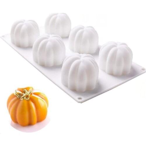 6 Cavity Pumpkin Silicone 3D Cake Molds For Baking Moule Mousse DIY Pastry Decorating Tools Dessert Chocolate Mould
