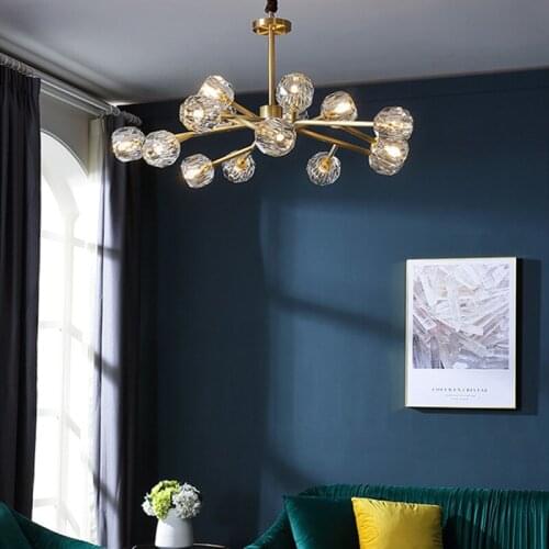 Modern American ALL Copper Crystal Chandelier Lighting and Dining Room Luxury Gold Lustre Kitchen Molecular art Hanging Lamps