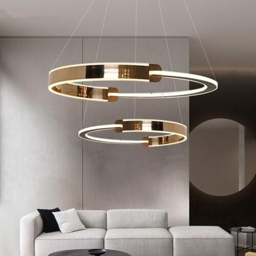 Postmodern light luxury simple living room dining room bedroom duplex hollow designer model room ring new chandelier
