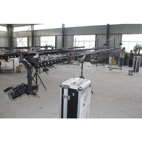 Jib crane 10m 3-axis pan tilt head portable camera crane dslr with dolly and monitor Factory supply