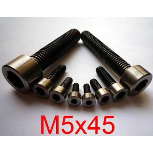 Free Shipping 30pcs M5x45 M5 Thread Diameter 45mm Length Titanium Ti Screw hex Socket Cap head