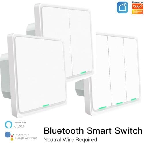 Tuya Bluetooth Smart Light Switch Neutral Wire Required Sigmesh Multi-control Smart Life App Works with Alexa Google home