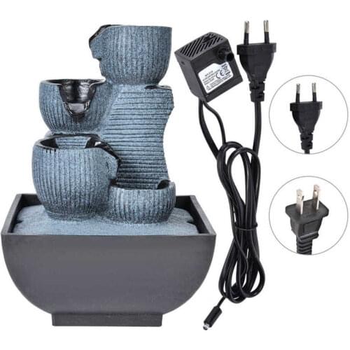 Unique Shape Desktop Fountain Office Tabletop Decoration Resin Landscape Ornament with Light Home Decoration