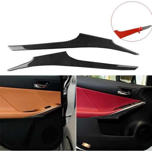 For LEXUS IS250 IS350 2013 2014 ~2019 Car Internal Decoration Stickers Door Stripe Armrest Cover Trim Real Carbon Fiber Armrest